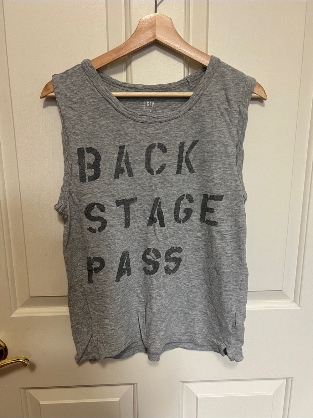 Backstage Pass Gray Graphic Muscle Tank - Women